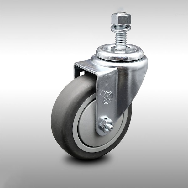 4 Inch SS Thermoplastic Rubber Wheel Swivel 1/2 Inch Threaded Stem Caster SCC